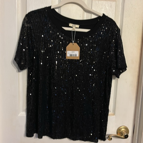 Kori America  All that Glitters Sequin  Top NWT SIZE SMALL  COLOR:BLACK - Picture 2 of 5